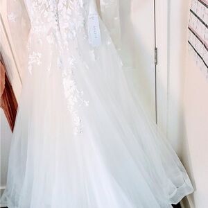 Azazie White Lace Tulle Bridal Gown